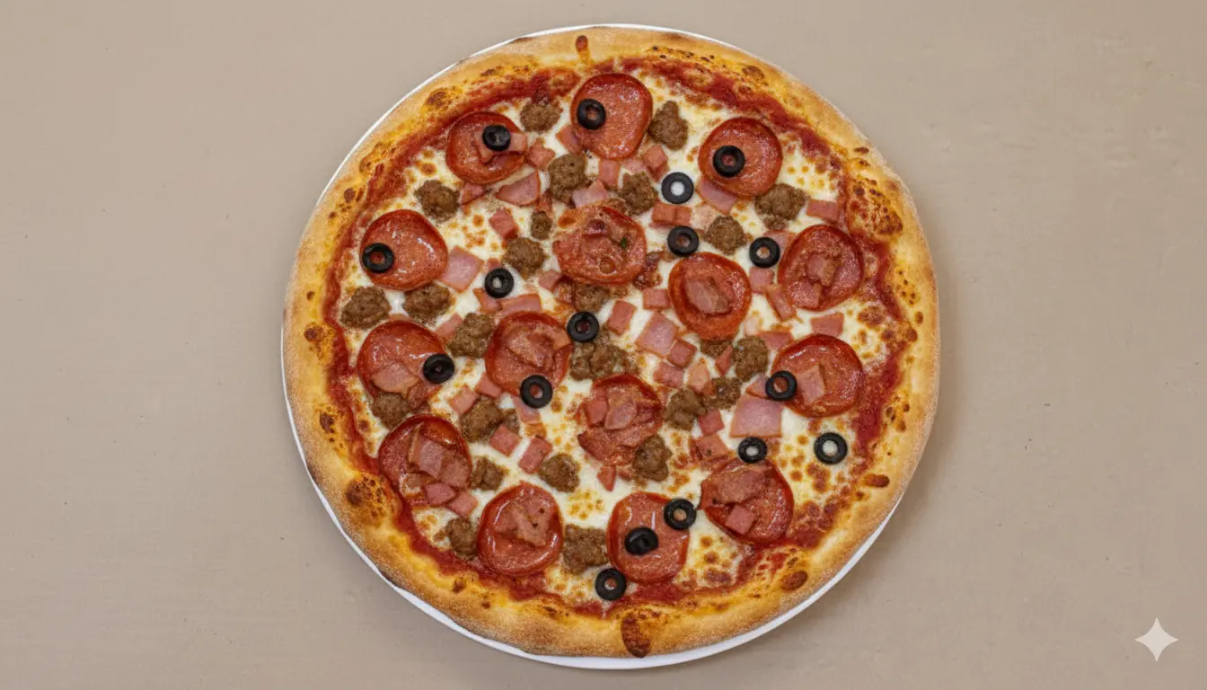 Meatzza Pizza at Pizza Unlimited in Edmonton - Best donair pizza with fresh toppings